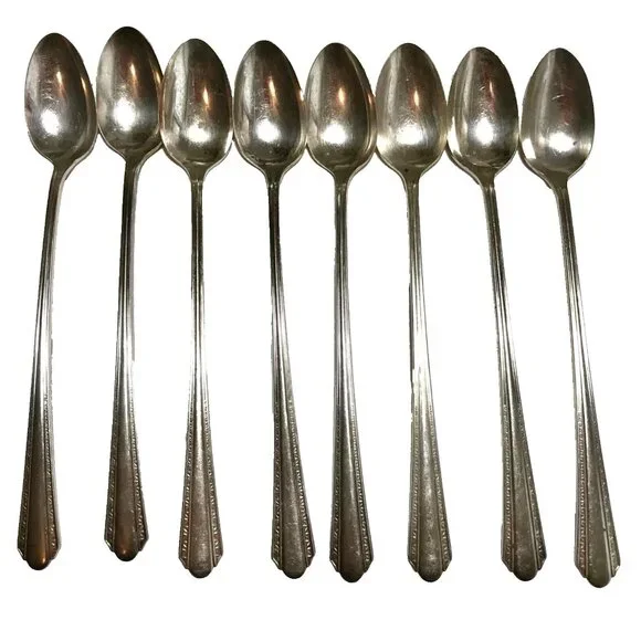 8 Long Iced Tea Spoons Oneida Croydon Mary Lee Silver Plate Rogers Vintage - Picture 1 of 4